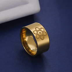 Золотой Кольца из нержавеющей стали с цветком, украшения для унисекс, золотые, 10 мм, размер США 11 (20.6 мм)