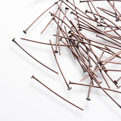 Красная Медь Ювелирная фурнитура, без кадмия и без свинца, железные штыри с плоской головкой, Красная медь, 30x0.75~0.8 мм, 20 датчик, Около 6600~6700 шт / 1000 г, Руководитель: 2 mm