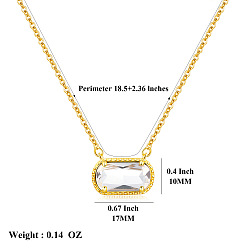 Прозрачный 304 Подвеска-колье из нержавеющей стали с овальным камнем-талисманом, инкрустированным кубическим цирконием, для женщин., золотые, прозрачные, 18.50 дюйм (47 см)