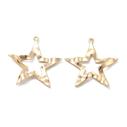 Настоящее золото 18K Латунные подвески, звезда, долговечный, реальный 18 k позолоченный, 31.5x30.5x3 мм, отверстие : 1.4 мм