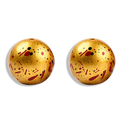 Gold Spray Painted Resin Beads, Round, Gold, 20x19mm, Hole: 2~2.4mm