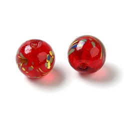 Красный Бусины лэмпворк , круглые, красные, 12.5x12 мм, отверстие : 1.8 мм