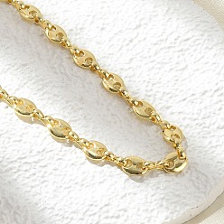 Настоящее золото 18K Колье-цепочки из латуни с кофейными зернами, долговечный, стойки покрытие, без свинца и без кадмия, реальный 18 k позолоченный, 16.61 дюйм (42.2 см)