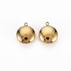 Золотой Ионное покрытие (ip) 304 брелоки из нержавеющей стали, без кадмия, без никеля и без свинца, плоско-круглые, золотые, 12.5x10x5 мм, отверстие : 1.5 мм