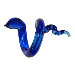 Royal Blue Snake Transparent Glass Cuff Rings, Royal Blue, US Size 7 1/4(17.5mm)