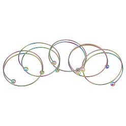 Rainbow Color Placage sous vide PVD 304 fabrication de bracelets en acier inoxydable, couleur arc en ciel, 2-1/2 pouce (6.5 cm), 5 pcs / boîte