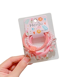 Coral 4Pcs Elastic Fibers Hair Ties, Coral, 60mm