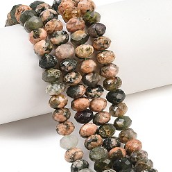 Зеленый Опал Естественный зеленый опал бисер нитей, рондель, граненые, 8~8.5x5~6 мм, отверстие : 1 мм, около 68~76 шт / нитка, 14.96~15.35'' (38~39 см)