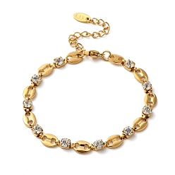 Oval 304 браслеты из нержавеющей стали с прозрачными циркониевыми звеньями, золотые, овальные, 6-3/4 дюйм (17 см)