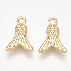 Echt 18 k vergoldet Messing Charme, Fischschwanzform, Nickel frei, echt 18 k vergoldet, 13x9x2 mm, Bohrung: 1.5 mm