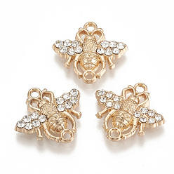 Light Gold Соединители звеньев сплава горный хрусталь, пчела, золотой свет, 18x18.5x4 мм, отверстие : 2 мм