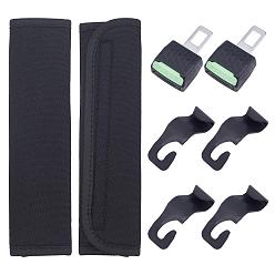 (52) Непрозрачная лаванда 8шт 3 стиль заглушка для ремня безопасности автомобиля из АБС-пластика, с тканевым наплечником и пластиковыми крючками, для автомобильных аксессуаров крюк для подголовника, разноцветные, заглушка ремня безопасности автомобиля: 9x5.1x2.9 см, 2шт / сумка