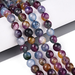 (52) Непрозрачная лаванда Окрашенные природные белый нефрит бисер пряди, круглые, граненые, разноцветные, 8 мм, отверстие : 0.9 мм, около 49~50 шт / нитка, 37~38 см