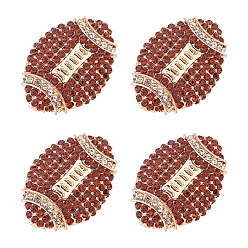Mandarinee Broches en alliage de zinc et strass, de rugby, or, mandarine, 41.5x29mm