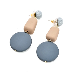 Flat Round Alloy Plastic Studs Earrings for Women, Flat Round, 60x25mm