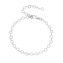 Платина Латунные браслеты-цепочки со звездами, платина, 7-5/8 дюйм (19.4 см)