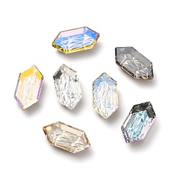 (52) Непрозрачная лаванда Стеклянные кабошоны с тиснением k9 и стразами, плоский зад, с покрытием на задной стороне, шестиугольник, разноцветные, 20x10x4.5 мм