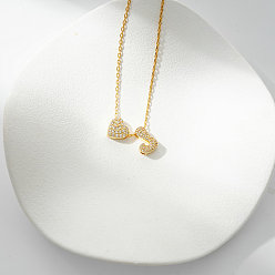 Letter J Ожерелья с подвеской в виде сердца из латуни с микропаве из прозрачного кубического циркония, золотые, буква J, 16.14 дюйм (41 см)