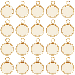 Настоящее золото 24K 40шт 304 подвеска из нержавеющей стали с кабошоном, чашки безель с краями, плоско-круглые, реальный 24 k позолоченный, лоток : 10 мм, 15x12x2 мм, отверстие : 2.2 мм
