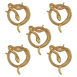 Golden 5Pcs Brass Micro Pave Clear Cubic Zirconia Pendants, Long-Lasting Plated, Snake Shape, Golden, 26x19x2.7mm, Hole: 1mm