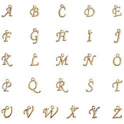 Золотой Подвески сплава алфавита, золотые, 12~17x4~15x2 мм, отверстие : 1.5 мм