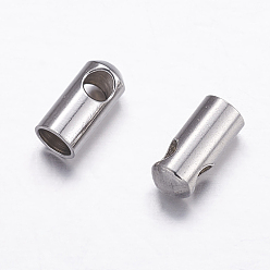 Stainless Steel Color Tarnish Resistant 304 Stainless Steel Cord Ends, Stainless Steel Color, 8.5x4mm, Hole: 2mm, Inner Diameter: 3mm