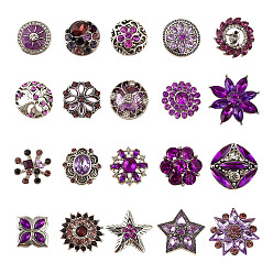 Танзания 20шт. кнопка со стразами из сплава, кнопки ювелирные изделия, разнообразные, танзанитом, 19~32x19~32x8~14 мм