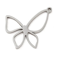 Нержавеющая Сталь Цвет Не тускнеет 5шт 201 подвески из нержавеющей стали, лазерная резка, очарование бабочки, цвет нержавеющей стали, 17.5x19x1 мм, отверстие : 1.2 мм