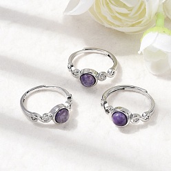 Чароит Кольца из натурального чароита, круглые, с реечной обшивкой латунными выводами, платина, 8 мм, внутренний диаметр: 17~18 мм