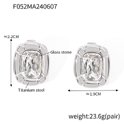 Нержавеющая Сталь Цвет Овальные серьги-гвоздики из нержавеющей стали, со стеклом, для женщин, цвет нержавеющей стали, 22x19 мм