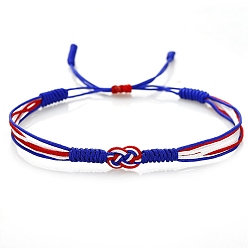 Синий Регулируемые браслеты из полиэстера с китайским плетением из бисера для женщин и мужчин, синие, 6-1/4~10-1/4 дюйм (16~26 см)