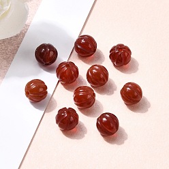 Красный Агат Природные сердолика бусы, тыква, окрашенная и подогревом, 8.5x7.5 мм, отверстие : 1.2~1.5 мм