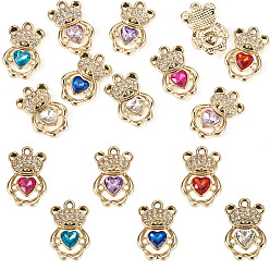 (52) Непрозрачная лаванда 10шт. подвески из сплава с УФ-покрытием, медведь, со стеклом и горный хрусталь, граненые, разноцветные, 23x14x4.5 мм, отверстие : 2 мм