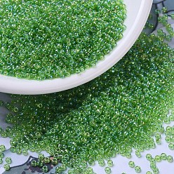 (RR259) Transparent Apple Green AB MIYUKI Round Rocailles Beads, Japanese Seed Beads, 11/0, (RR259) Transparent Apple Green AB, 2x1.3mm, Hole: 0.8mm, about 5500pcs/50g