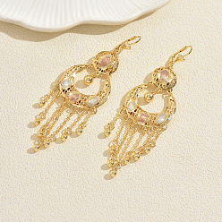 (52) Непрозрачная лаванда Плоские круглые серьги-кольца с кисточками из богемской латуни, разноцветные, 95x30 мм