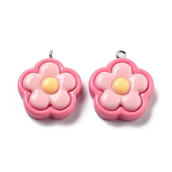 Цветок Непрозрачные подвески смолы, мультфильм прелести, цветок, 25x22x7.5 мм, отверстие : 2 мм