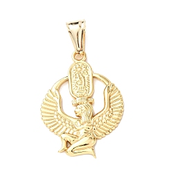 Настоящее золото 18K 304 подвески из нержавеющей стали, египетский крылатый сфинкс амулет, ионное покрытие (ip), реальный 18 k позолоченный, 41x30x3 мм, отверстие : 12x5.5 мм