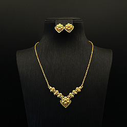 Сердце Комплекты из серег и ожерелий из сплава для женщин, золотые, сердце, 14.17 дюйм (36 см)