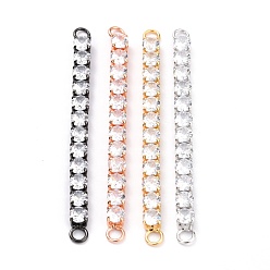 Mixed Color Brass Clear Round Cubic Zirconia Links Connectors, Long-Lasting Plated, Rectangle, Mixed Color, 58x4x3.5mm, Hole: 2.5mm