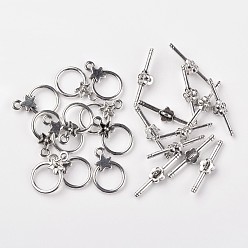 Antique Silver Tibetan Style Alloy Toggle Clasps, Lead Free & Cadmium Free, Ring, Antique Silver, Ring: 20.5x14mm, Hole: 2mm, Bar: 26.5mm, Hole: 2mm