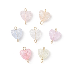 Золотой Прозрачные акриловые подвески, сердце, с 304 петлями из нержавеющей стали, золотые, 15x11x6.5 мм, отверстие : 1.8 мм