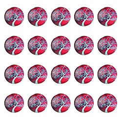 (123L) Белый крем непрозрачный блеск Половина раунд / купол дерево шаблон стекло Flatback кабошоны для поделок проектов, огнеупорный кирпич, 25x6 мм