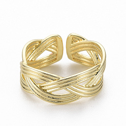 Echt 16 k vergoldet Messing Manschettenringe, offene Ringe, Nickel frei, echt 16 k vergoldet, us Größe 7 1/4 (17.5 mm)
