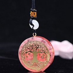 Розовый Кварц Подвески из смоляных драгоценных камней, плоско-круглые, 36x11 мм