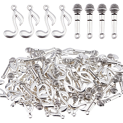 Античное Серебро 100 шт 2 стили подвески из цинкового сплава в тибетском стиле, античное серебро, 23~24x7~13x2~5 мм, отверстие : 1.6~1.8 мм, 50 шт / стиль