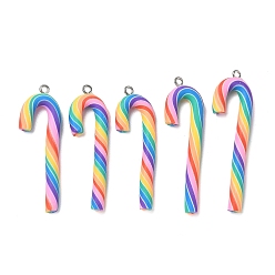 Разноцветный Ручной полимерной глины большие кулоны, шоколадная конфета, с железными петлями, красочный, 46~52x12~14x4~4.5 мм, отверстие : 2 мм