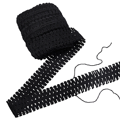 Noir Ruban de dentelle à pompons en coton, pour accessoires de vêtement, décoration cadeau, noir, 1-5/8 pouces (40 mm), environ 10.94 yards (10m)/pc