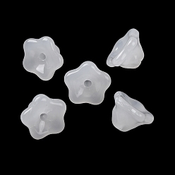 Белый Прозрачные стеклянные бусины для выпечки, петуния, белые, 9x9x6 мм, отверстие : 1.4 мм