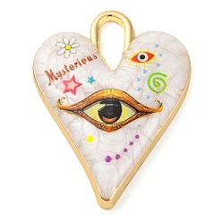 Шампанско-Желтый Подвески из эмали и сплава, золотой свет, сердце с очарованием глаз, шампанское желтый, 34.5x25.5x4.5 мм, отверстие : 9x4.5 мм