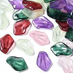 Mixed Color Spray Painted Glass Pendants, Petal, Mixed Color, 24.5x16.5x5mm, Hole: 1.2mm